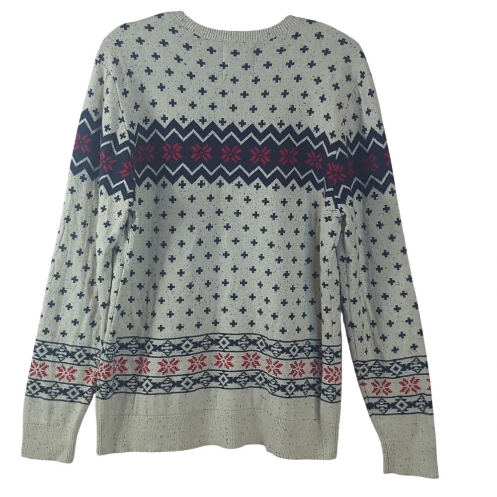 Pac Sun On the‎ Byas Men's Nordic Fair Isle Winter Cream, Navy, and Red Sweater